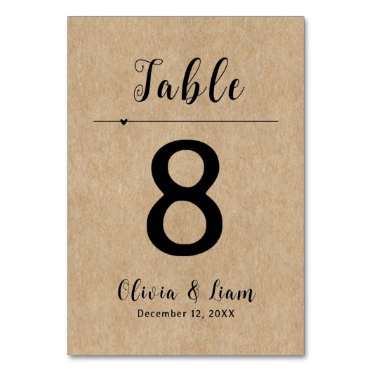 Numéro De Table Mariage de papier rustique (Par défaut)