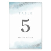 Numéro De Table Mariage de Parties scintillant Bleu Bleu Argent Bé (Dos)