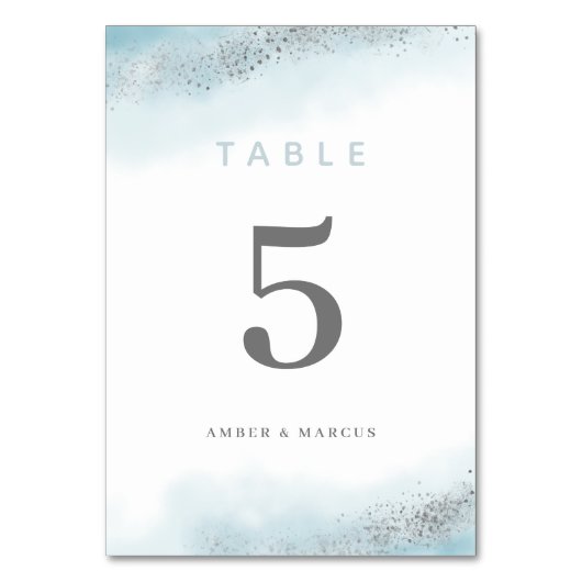 Numéro De Table Mariage de Parties scintillant Bleu Bleu Argent Bé (Dos)