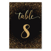 Numéro De Table mariage de parties scintillant chic, noir et or (Dos)