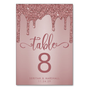Numéro De Table Mariage de Parties scintillant or Rose chic