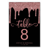 Numéro De Table Mariage de Parties scintillant Rose noir de luxe (Dos)