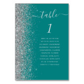 Numéro De Table Mariage de Parties scintillant turquoise Blue Silv (Dos)