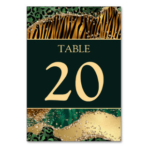 Numéro De Table Mariage de Parties scintillant verte Jungle Safari
