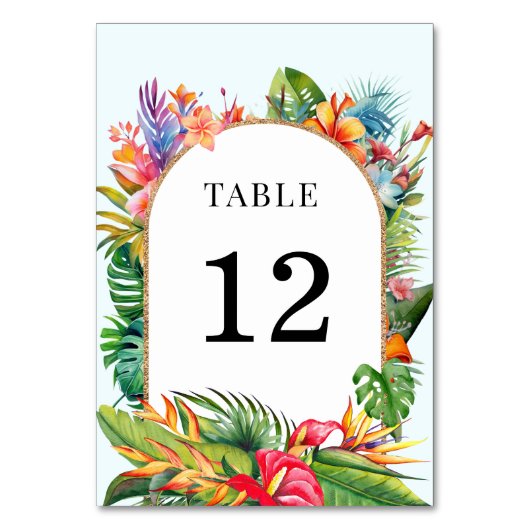 Numéro De Table Mariage de plage fleurie Feuille tropicale (Par défaut)