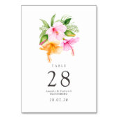 Numéro De Table Mariage de plage floral à l'aquarelle (Dos)