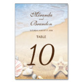 Numéro De Table Mariage de plage tropicale Starfish and Shells mod (Dos)