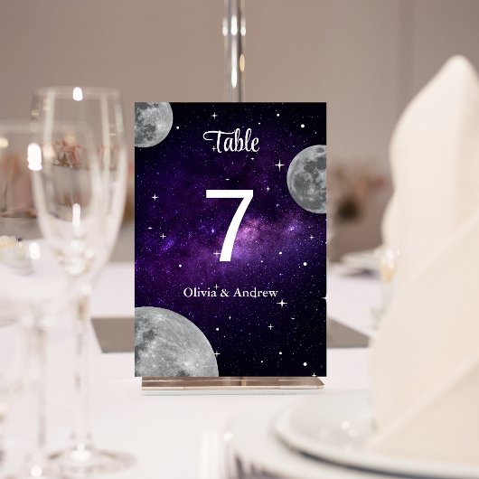 Numéro De Table Mariage de Pleine lune moderne Starry Night