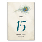 Numéro De Table Mariage de plumes de paon de Bohême (Dos)