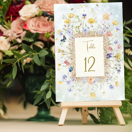 Numéro De Table Mariage de prairie fleur sauvage