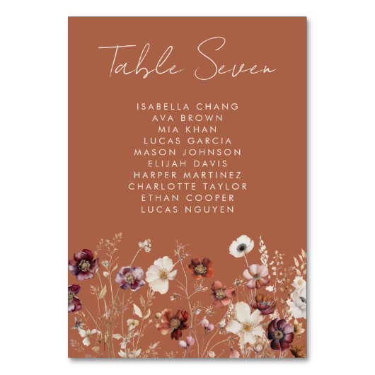 Numéro De Table Mariage de pré-Fleur sauvage d'automne (Par défaut)