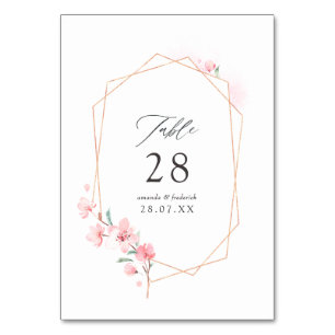 Numéro De Table Mariage de printemps géométrique en fleurs de ceri