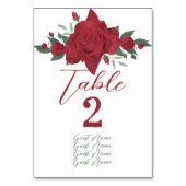 Numéro De Table Mariage de Red Roses Boho (Dos)