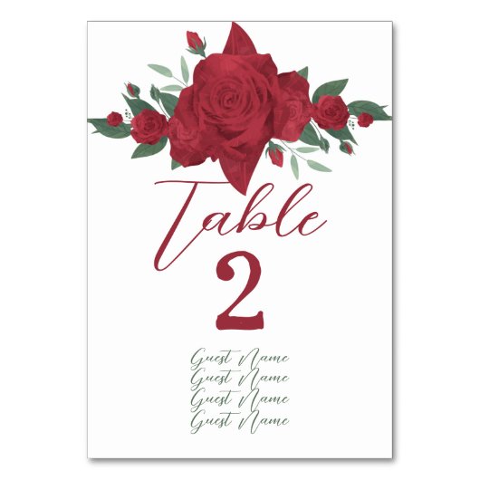 Numéro De Table Mariage de Red Roses Boho (Dos)