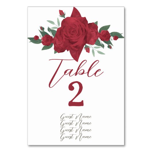 Numéro De Table Mariage de Red Roses Boho (Par défaut)