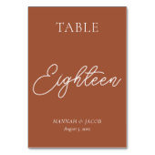 Numéro De Table Mariage de rouille en terre cuite dix-huit (Dos)