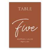 Numéro De Table Mariage de rouille orange brûlé cinq (Dos)