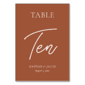 Numéro De Table Mariage de rouille orange brûlé dix (Dos)