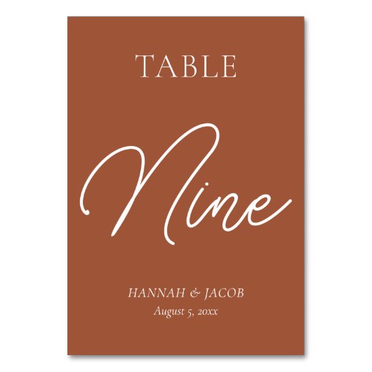 Numéro De Table Mariage de rouille orange brûlé neuf (Par défaut)