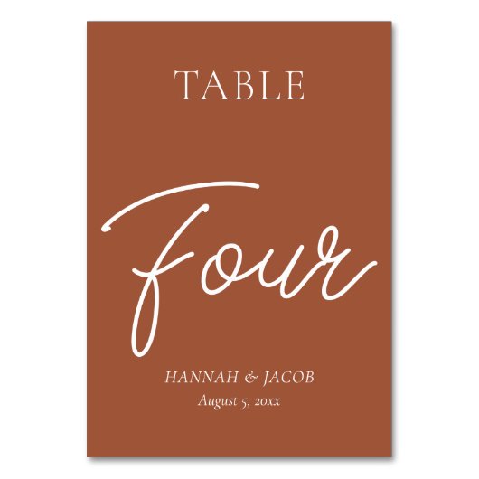 Numéro De Table Mariage de rouille orange brûlé quatre (Par défaut)