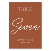 Numéro De Table Mariage de rouille orange brûlé sept (Dos)