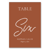 Numéro De Table Mariage de rouille orange brûlé six (Par défaut)