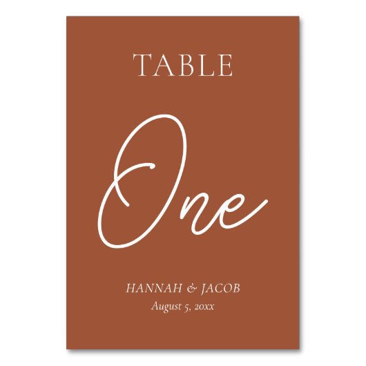 Numéro De Table Mariage de rouille orange brûlé un (Dos)