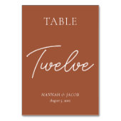 Numéro De Table Mariage de rouille orange brûlée Douze (Dos)