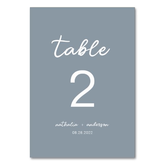 Numéro De Table Mariage de script bleu Dusty (Par défaut)