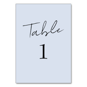 Numéro De Table Mariage de script bleu Dusty