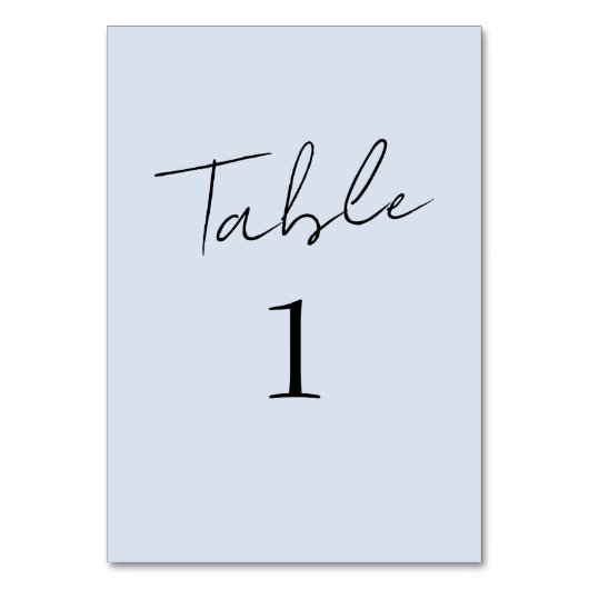 Numéro De Table Mariage de script bleu Dusty (Dos)