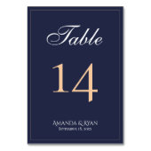 Numéro De Table Mariage de script bleu marine moderne élégant (Par défaut)