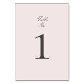 Numéro De Table Mariage de script blush et gris simple (Dos)