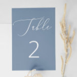 Numéro De Table Mariage de script classique en ardoise bleu marine<br><div class="desc">Ajoutez une touche raffinée et apaisante à votre réception de mariage avec cet élégant numéro de table en ardoise bleue poussiéreuse. L’arrière - plan aux tons cool et le blanc créent un look doux et minimaliste, parfait pour les mariages du printemps, de l’été ou de la côte. Inspiré par les...</div>