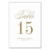 Numéro De Table Mariage de script classique Gold Elegant (Dos)