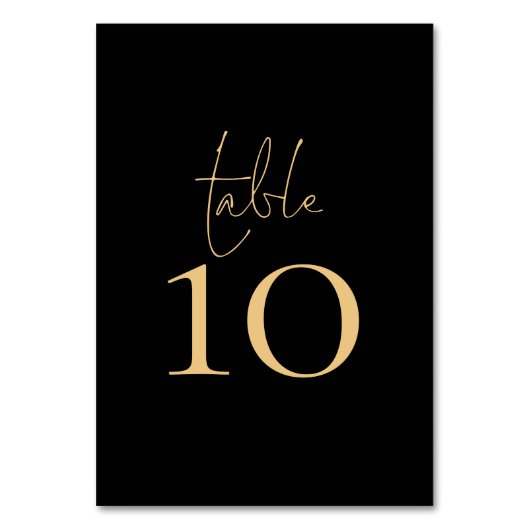 Numéro De Table Mariage de script Classy Black Gold (Par défaut)