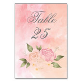 Numéro De Table Mariage de script d'aquarelle rose (Dos)