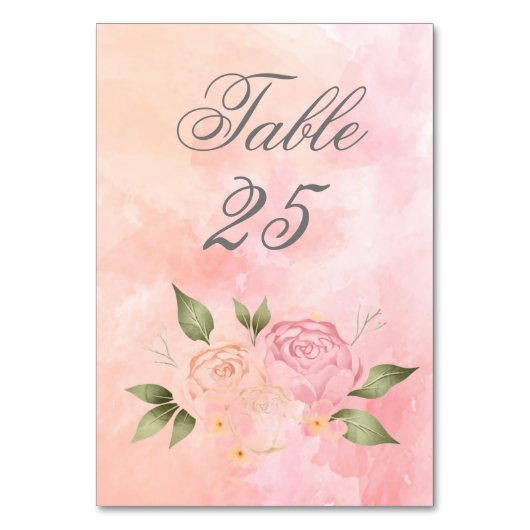 Numéro De Table Mariage de script d'aquarelle rose (Par défaut)