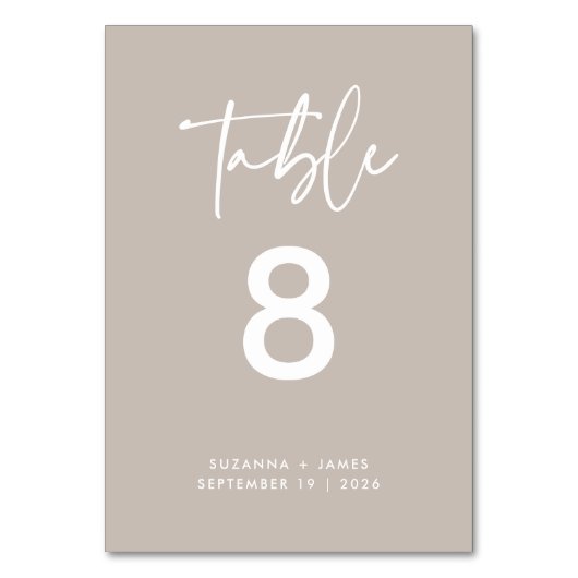 Numéro De Table Mariage de script de calligraphie manuscrite (Dos)