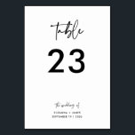 Numéro De Table Mariage de script de calligraphie noir minimal<br><div class="desc">Carte de numéro de table minimal noir blanc Calligraphie Script Mariage,  customisez ce produit avec le numéro de table dont vous avez besoin,  ainsi que les noms et la date du mariage.</div>