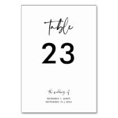 Numéro De Table Mariage de script de calligraphie noir minimal (Dos)