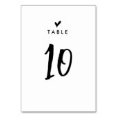 Numéro De Table Mariage de script de coeur romantique simple (Dos)