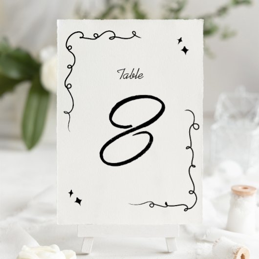 Numéro De Table Mariage de script de gribouillages tendance