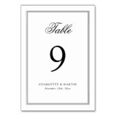 Numéro De Table Mariage de script de trame noir et blanc (Dos)