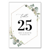 Numéro De Table Mariage de script d'eucalyptus aquarelle (Dos)