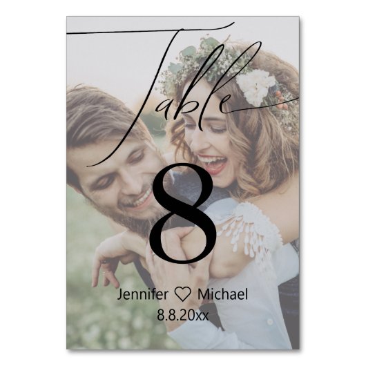 Numéro De Table mariage de script élégant photo déchargée (Dos)