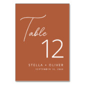 Numéro De Table Mariage de script en terre cuite rustique moderne (Par défaut)