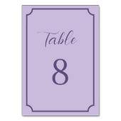 Numéro De Table Mariage de script Lilac et Lavender (Dos)