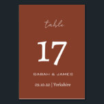 Numéro De Table Mariage de script minimaliste en terre cuite perso<br><div class="desc">Minimaliste Mariage de script en terre cuite Numéro de table personnalisé</div>