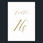 Numéro De Table Mariage de script minimaliste or Numéro de tableau<br><div class="desc">Tableau 16. Elégante carte de numéros de table avec script minimaliste or. Ce numéro de table en or et blanc est parfait pour les mariages,  les diplômes,  les baby showers,  les douches nuptiales et autres événements. D'autres numéros et couleurs sont disponibles.</div>